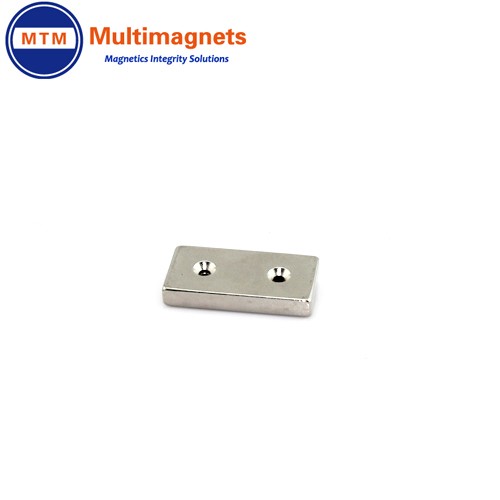 Neodymium Block magnet with countersunk holes